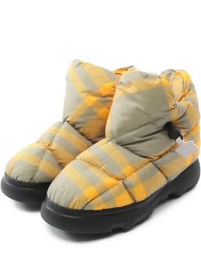 Pre-owned Burberry Check-pattern Quilted Ankle Boots In Neutral