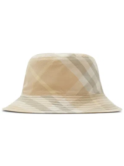 Burberry Check-pattern Reversible Bucket Hat In Neutrals