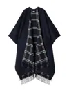Burberry Wool-cashmere Reversible Cape In Blue