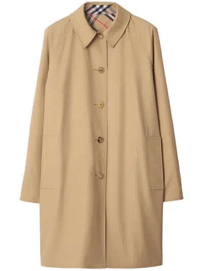 Burberry Check-pattern Reversible Trench Coat In Brown