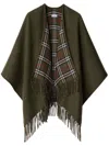 Burberry Check-pattern Reversible Wool Cape In Grün