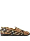 BURBERRY CHECK-PATTERN ROUND-TOE LOAFERS