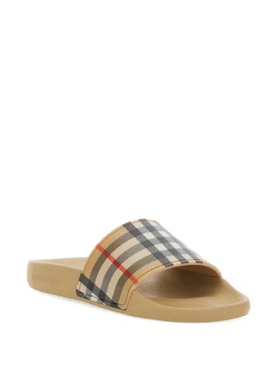 Burberry Kids' Check-pattern Sandals In Neutral