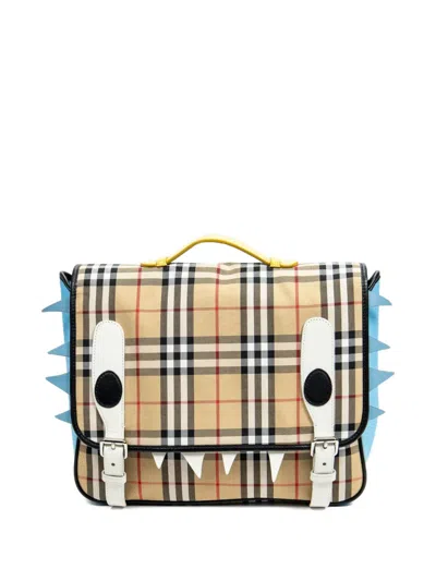 Pre-owned Burberry Check-pattern Satchel Bag In Neutral