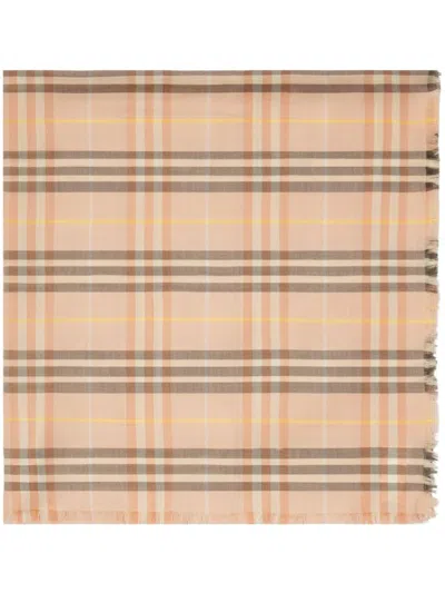 Burberry Check-pattern Scarf In Teacup