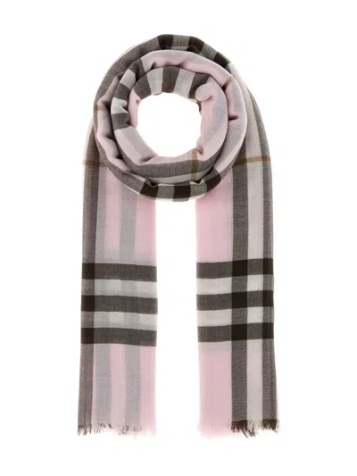 Burberry Check-pattern Scarf In Pink