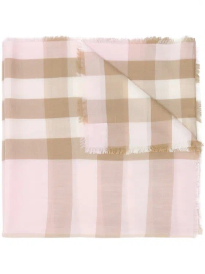Burberry Check Pattern Scarf In Pink