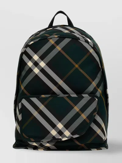 BURBERRY CHECK PATTERN SHIELD BACKPACK WITH FRONT ZIP