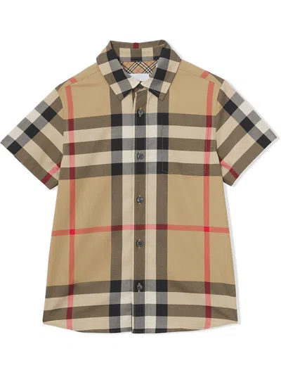 Burberry Kids' Vintage Check Cotton Shirt In Archive Beige