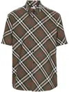 Burberry Check Cotton Shirt In Grün