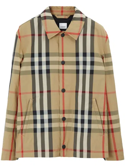Burberry Check-pattern Shirt Jacket In Neutrals