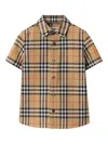 Burberry Check Poplin Shirt Kids In Brown