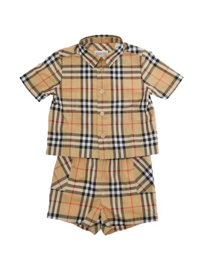 Burberry Babies' Check-pattern Shorts Set (set Of Two) In Brown