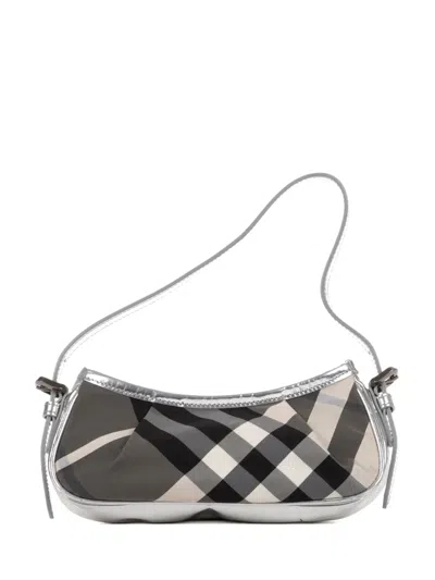 Pre-owned Burberry Check-pattern Shoulder Bag In Gray