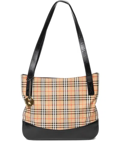 Pre-owned Burberry Check-pattern Shoulder Bag In Neutral