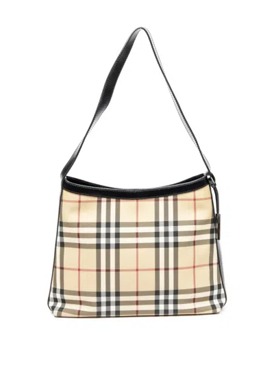 Pre-owned Burberry Check-pattern Shoulder Bag In Neutral