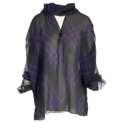 BURBERRY BURBERRY CHECK PATTERN SILK BLOUSE