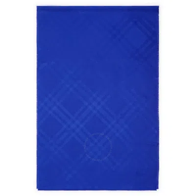 Burberry Check Pattern Silk Scarf In Blue