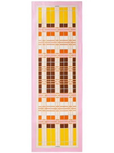 Burberry Abstract Check Print Silk Scarf In Candy Pink