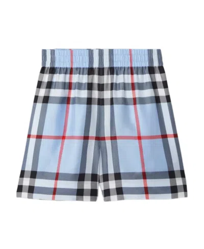 Burberry Check-pattern Silk Shorts In Blue