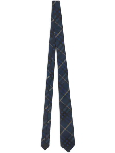Burberry Check-pattern Silk Tie In Blue