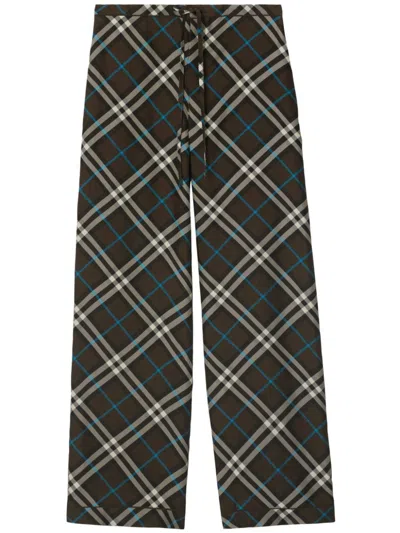 BURBERRY CHECK-PATTERN SILK TROUSERS