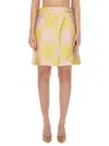 Burberry Pink And Yellow Kilt With Check Pattern Skirt For Women Ss24
