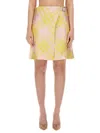Burberry Pink And Yellow Kilt With Check Pattern Skirt For Women Ss24 In Yellow