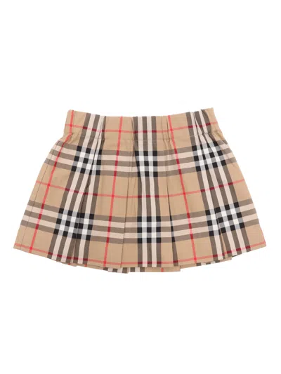 Burberry Kids' Check Pattern Skirt In Beige