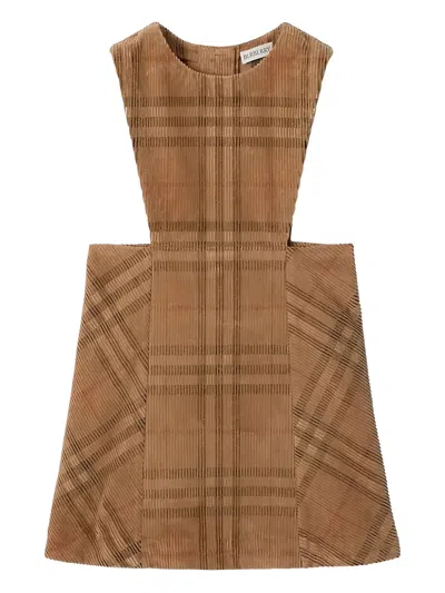 Burberry Babies' Check-pattern Sleeveless Midi Dress In Neutral
