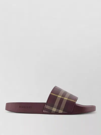 Burberry Check Pattern Slide Sandals Synthetic In Red