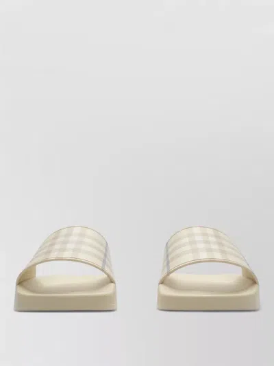 Burberry Check Pattern Slides Open Toe Flat Sole In Brown