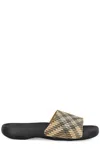 Burberry Check Pattern Slip-on Slides In Brown/black