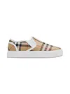 Burberry Check Cotton Slip-on Sneakers In Neutral