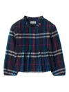 Burberry Check-pattern Smocked Blouse In Blue