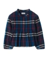 Burberry Check-pattern Smocked Blouse In Blue