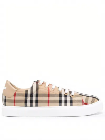 Burberry Vintage Check Lace-up Sneakers In Archive Beige
