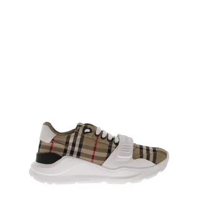 BURBERRY BURBERRY CHECK PATTERN SNEAKERS WITH WHITE SOLE