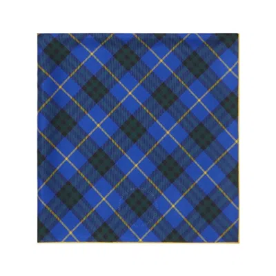 Burberry Check Pattern Sqaure Silk Scarf In Blue