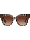 Burberry Check Pattern Square-frame Sunglasses In Braun