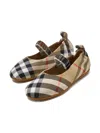 Burberry Check-pattern Strap Ballerinas In Brown