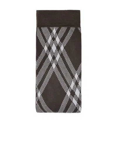 Burberry Check-pattern Stretch Tights In Brown