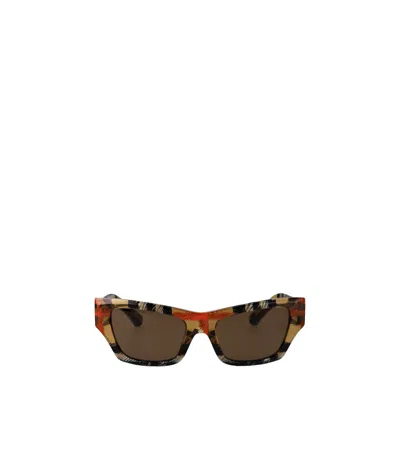 Burberry Check Pattern Sunglasses In Sand Check