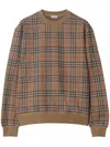 Burberry Check Pattern Sweatshirt With Embroidered Logo In Brown
