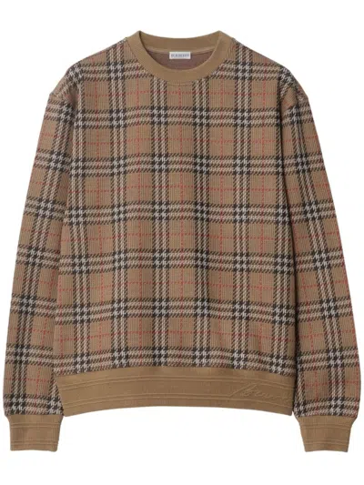 BURBERRY BURBERRY CHECK PATTERN SWEATSHIRT WITH EMBROIDERED LOGO