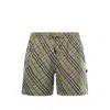Burberry Check-pattern Drawstring Swim Shorts In Green