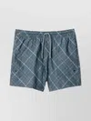 Burberry Check Pattern Swim Shorts With Drawstring Waist