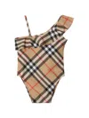 Burberry Check Pattern Swimsuit In Neutrals