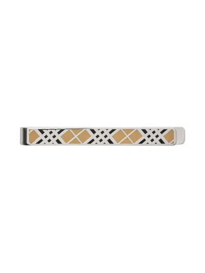 BURBERRY CHECK-PATTERN TIE BAR