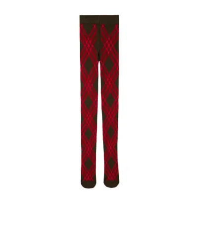 Burberry Check-pattern Tights In Red